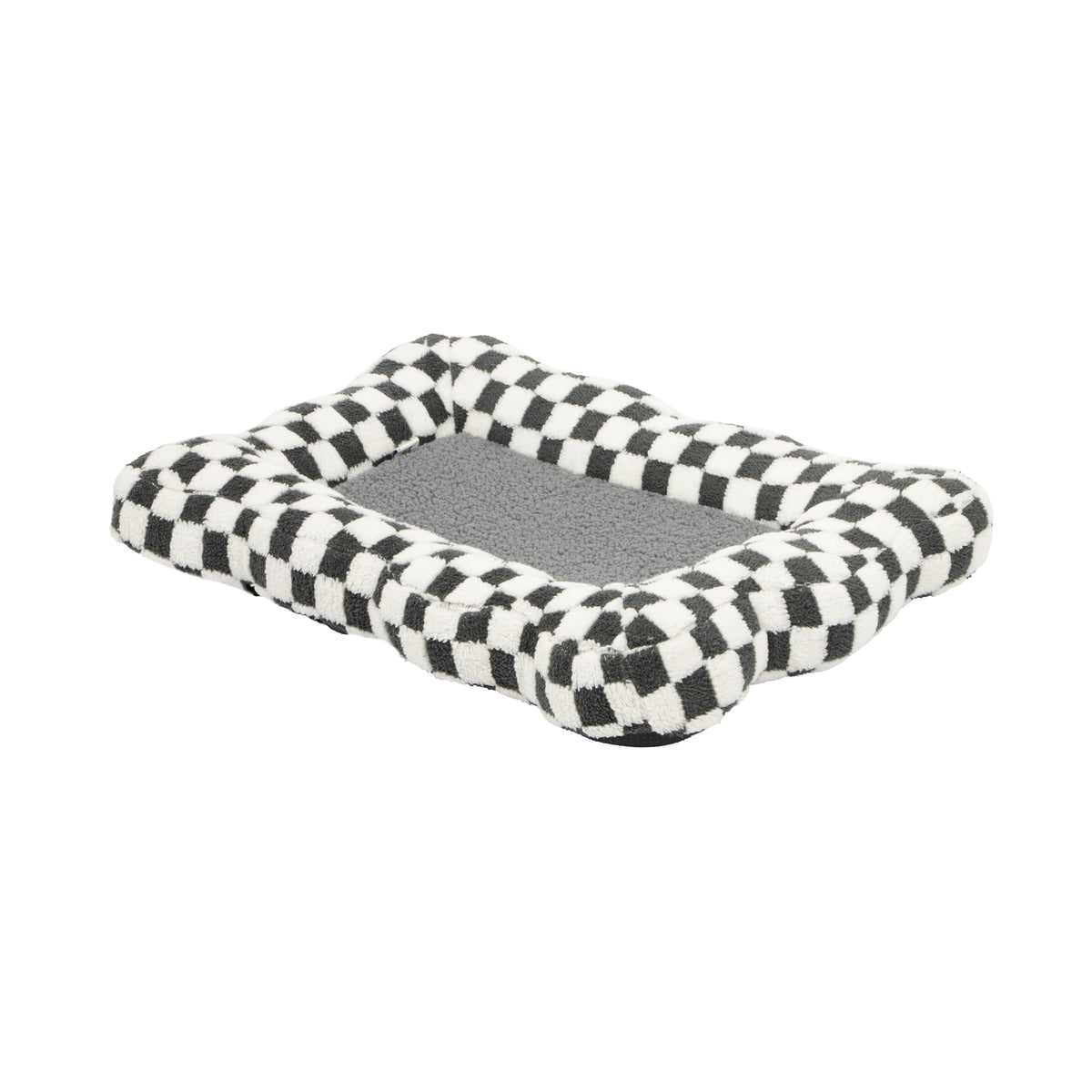 Oodles Checkered Sherpa Cloud Pet Bed, Black, Small 24" L x 17.5" W — product image 2