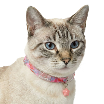 Oodles Woven Checkered Breakaway Cat Collar, Pink, One Size — product image 2