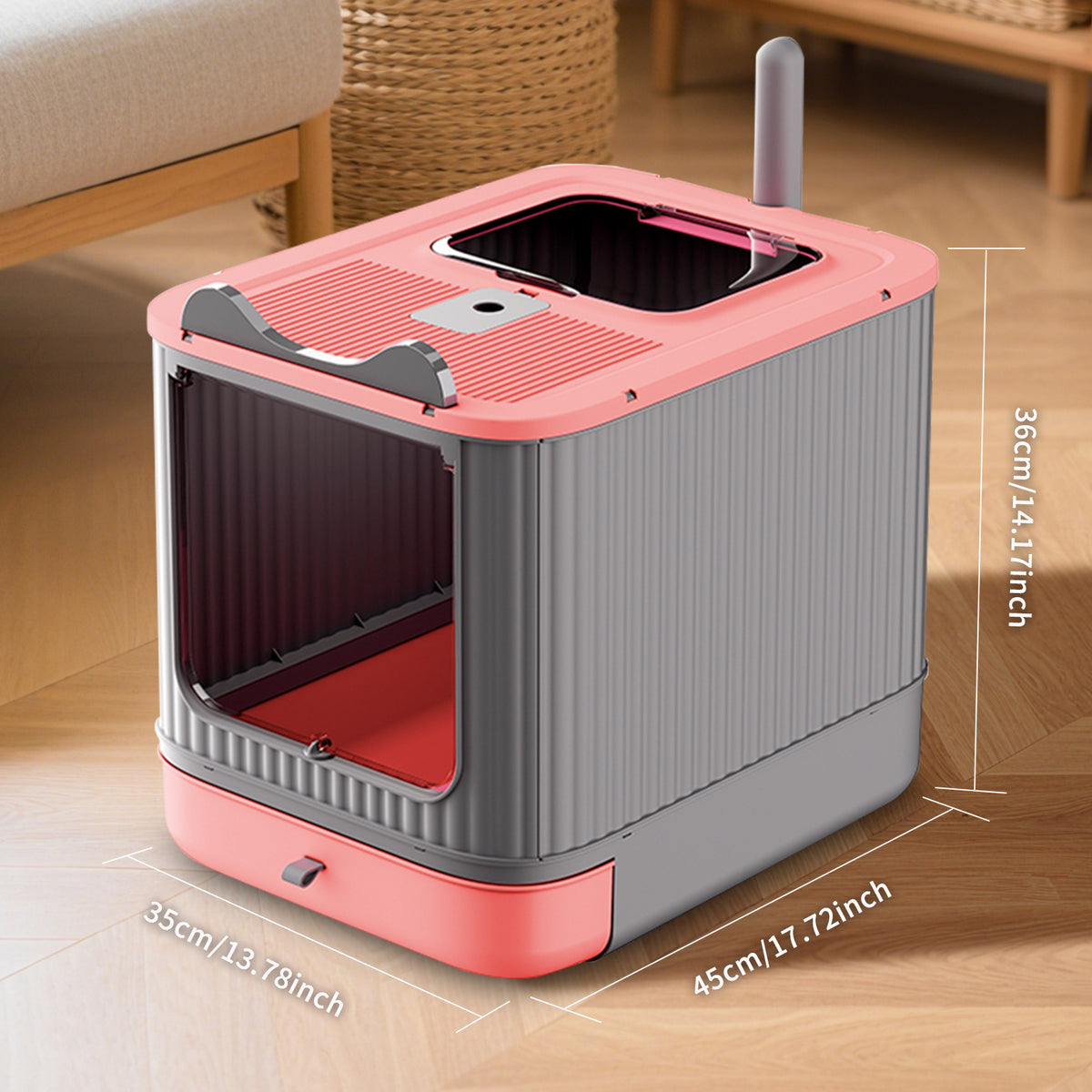 Open Design Transparent Cat Litter Box, Large Spacious Kitty Litter Pan with Cleaning Scoop, Sleek Modern Decorative Pet Toilet Easy Access Durable Safe for Indoor Cats — product image 2