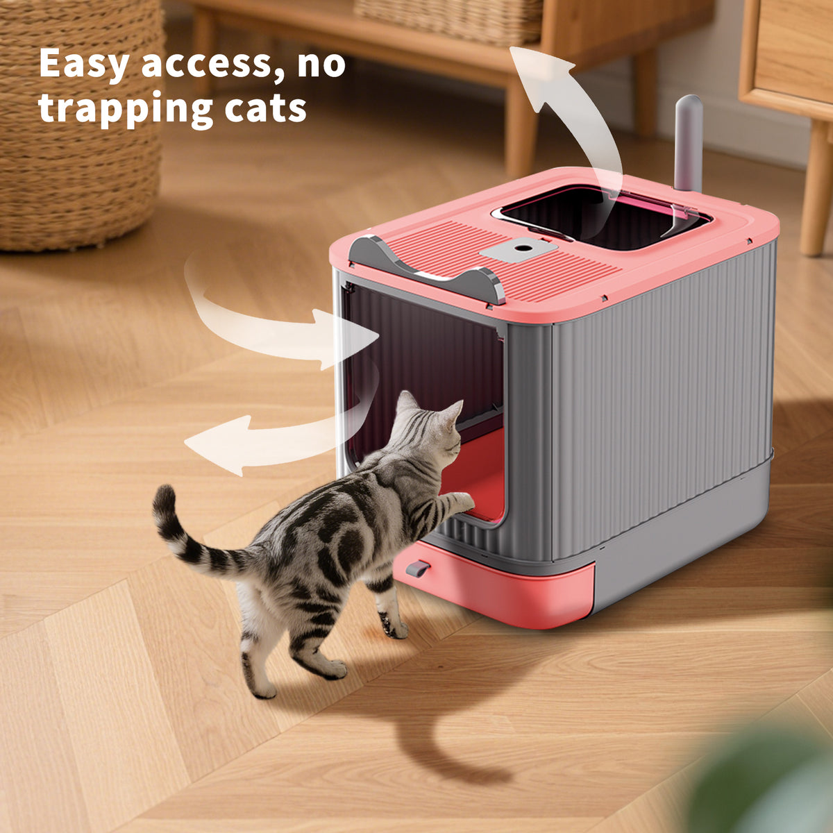 Open Design Transparent Cat Litter Box, Large Spacious Kitty Litter Pan with Cleaning Scoop, Sleek Modern Decorative Pet Toilet Easy Access Durable Safe for Indoor Cats — product image 3