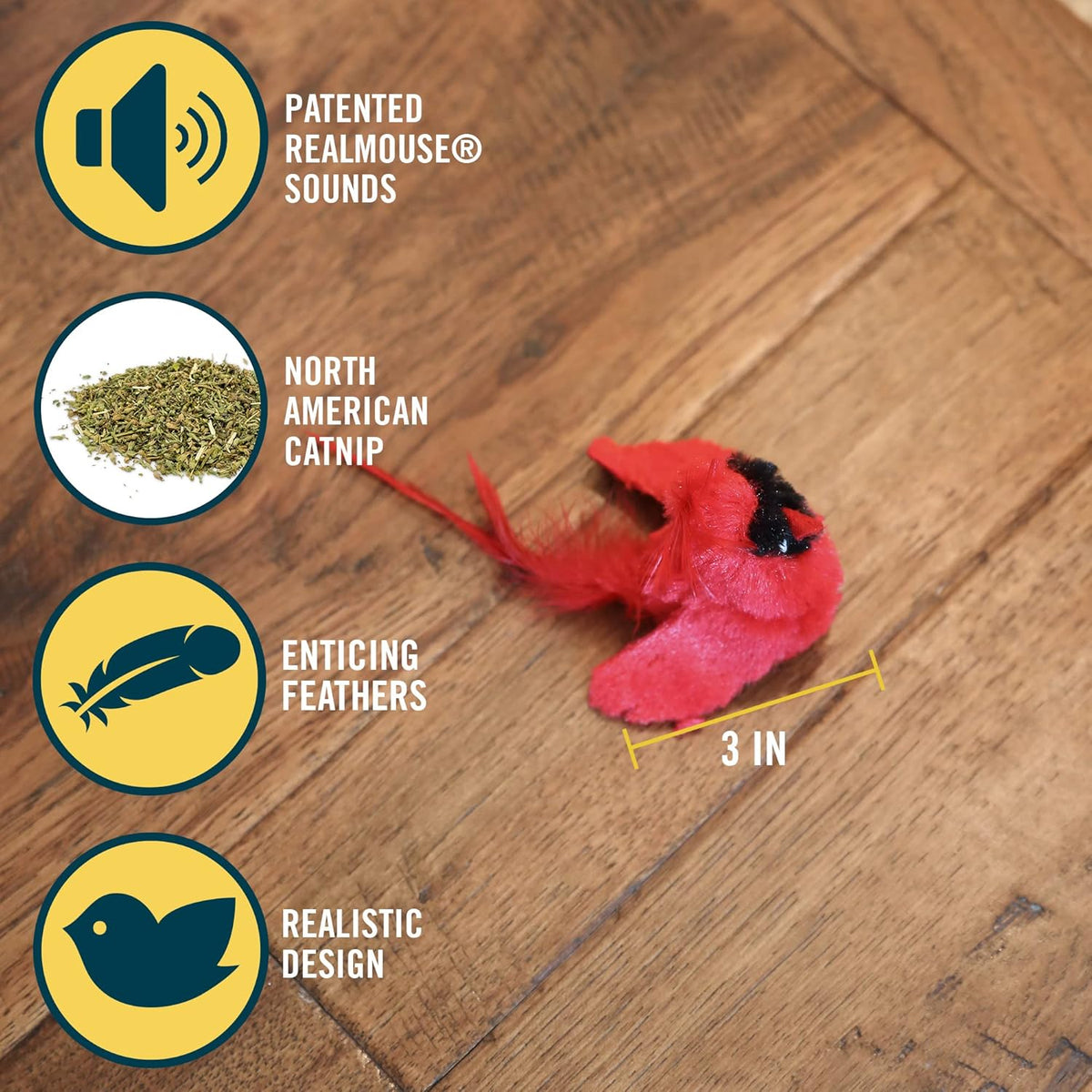 OurPets Play-N-Squeak Real Birds Interactive Indoor Catnip Cat Toys for All Cats with Bird Chirping Electronic Sound — product image 5