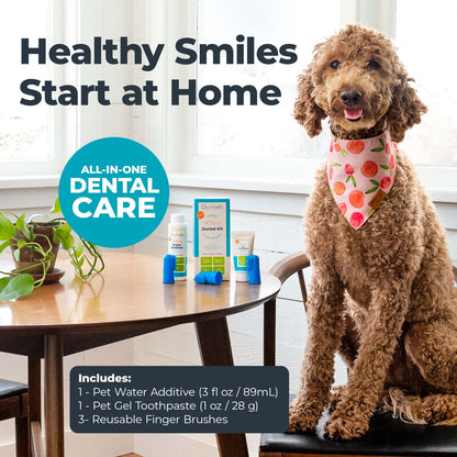 Oxyfresh Premium Pet Dental Kit, Easy Dog & Cat Fresh Breath & Teeth Cleaning Solution, Vet Formulated Toothpaste 1oz, Water Additive 3oz, & 3 Brushes — product image 3