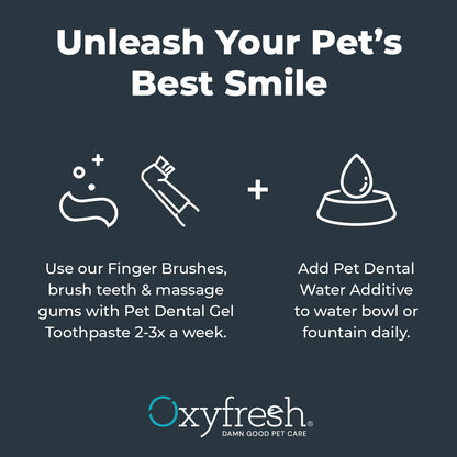 Oxyfresh Premium Pet Dental Kit, Easy Dog & Cat Fresh Breath & Teeth Cleaning Solution, Vet Formulated Toothpaste 1oz, Water Additive 3oz, & 3 Brushes — product image 8