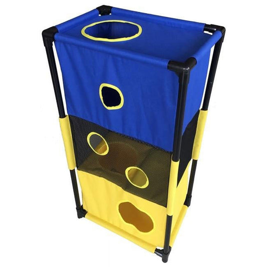 Pet Life ® 'Kitty-Square' Collapsible Travel Interactive Kitty Cat Tree Maze House Lounger Tunnel Lounge