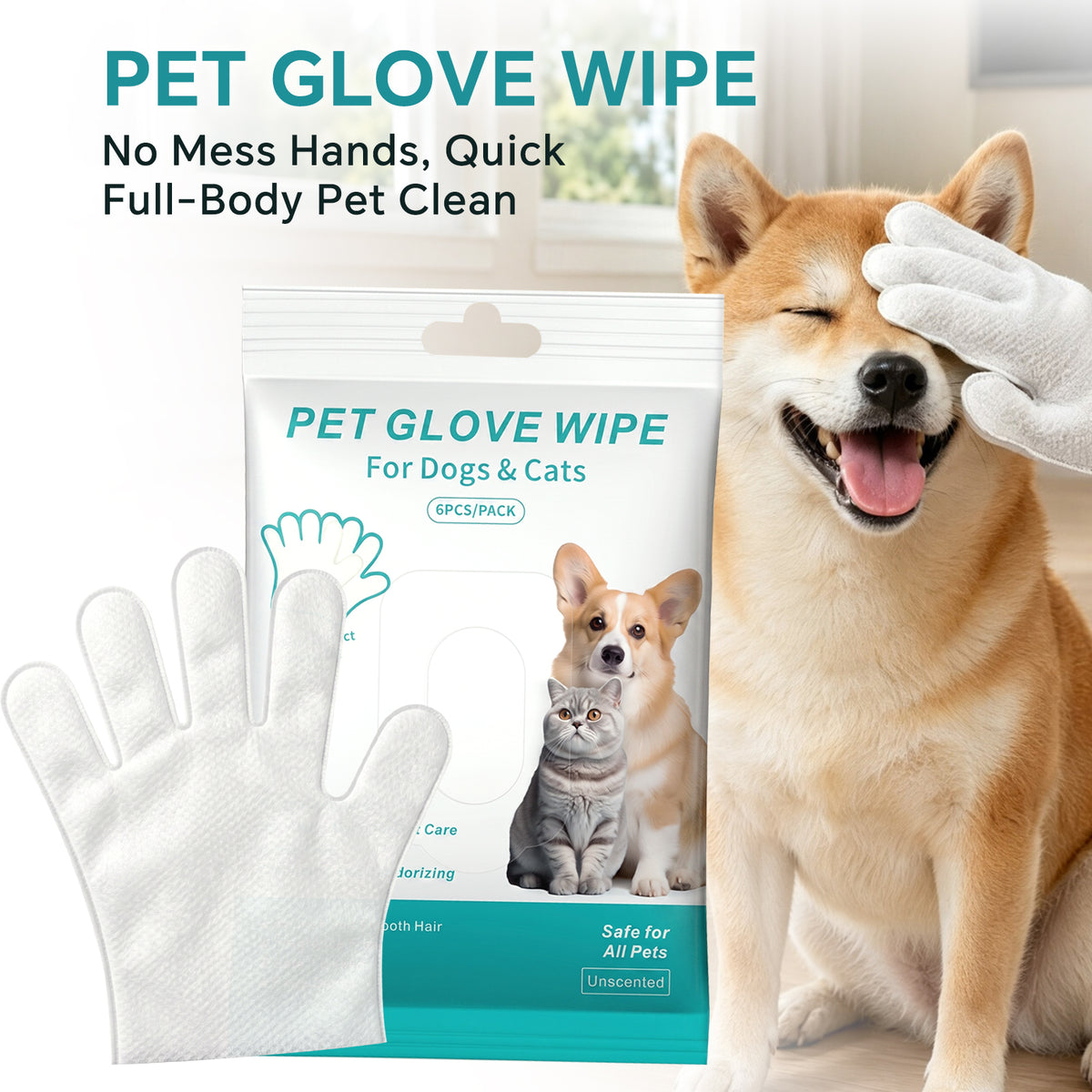Pet Teeth Cleaning Finger Wipes, Eye Wipes, Paw Cleaner Foam, Ear Drops, Deodorizing Spray, Pet Glove Wipes Kit for Dogs & Cats — product image 6