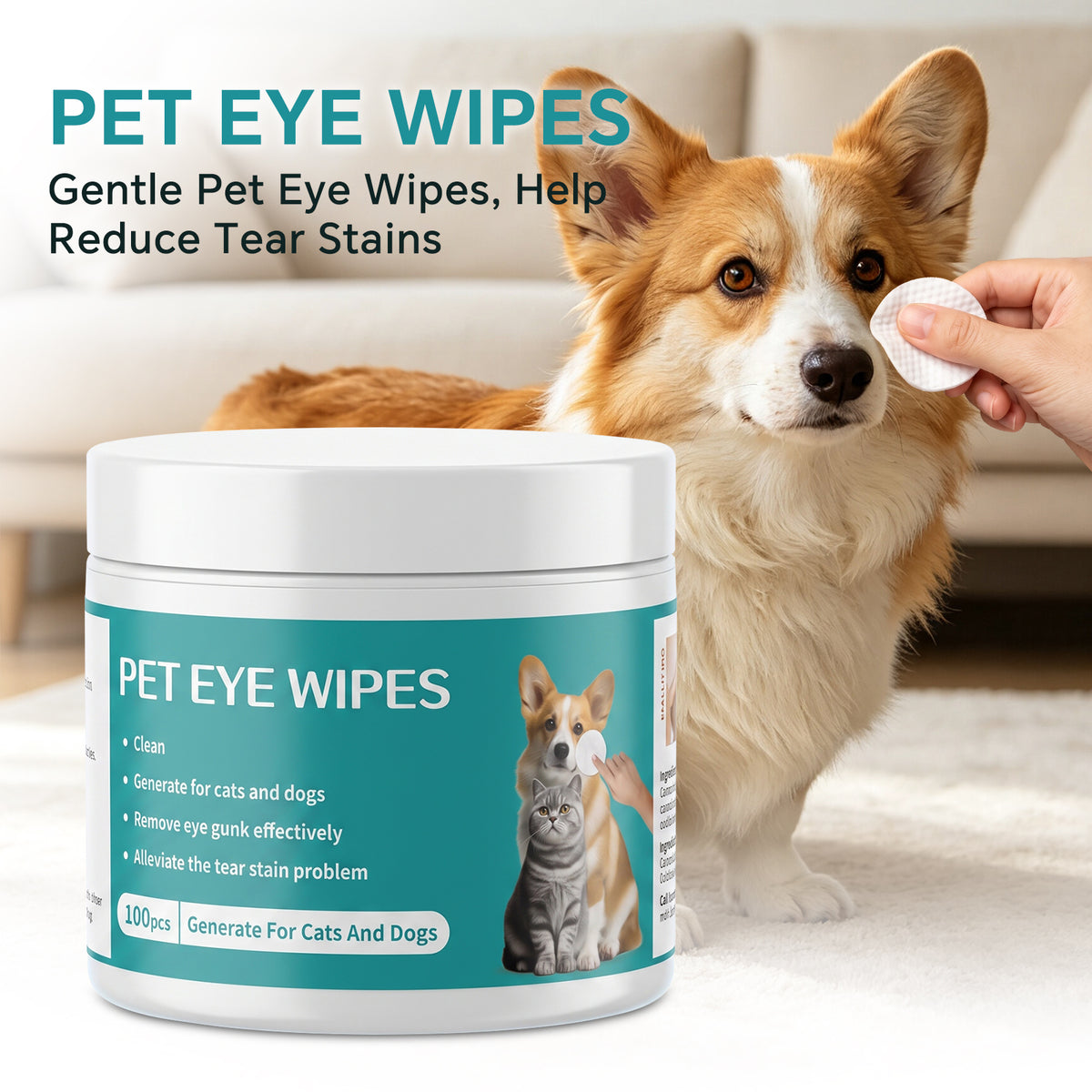 Pet Teeth Cleaning Finger Wipes, Eye Wipes, Paw Cleaner Foam, Ear Drops, Deodorizing Spray, Pet Glove Wipes Kit for Dogs & Cats — product image 7