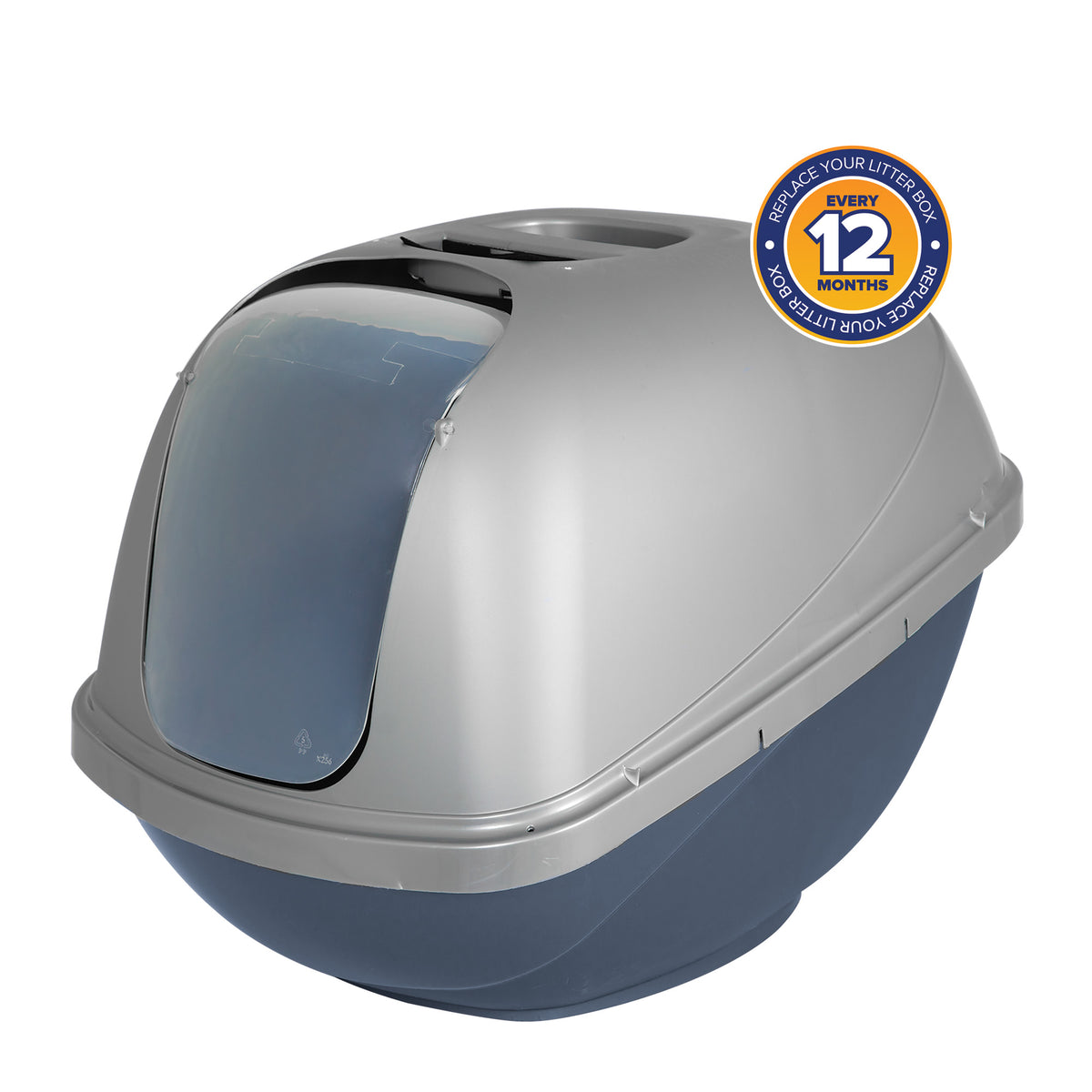 Petmate Basic Hooded Enclosed Cat Litter Pan Covered Plastic Box with Door, Large, Blue Silver — product image 5