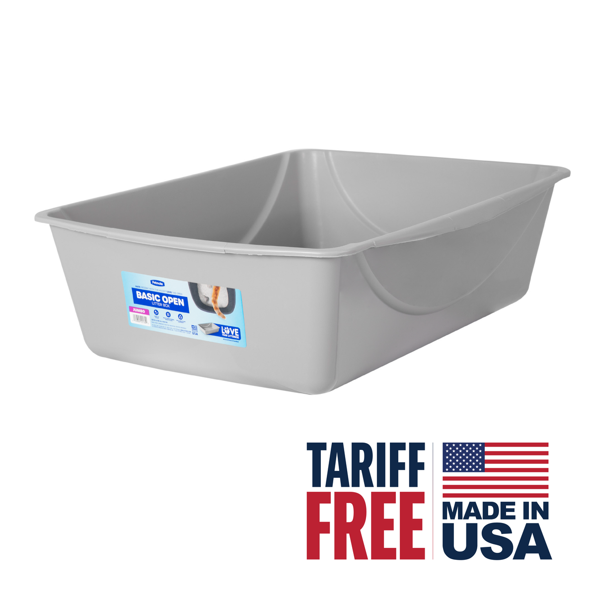 Petmate Basic Open Top Cat Litter Pan Plastic Cat Litter Box, Jumbo, Grey — product image 3