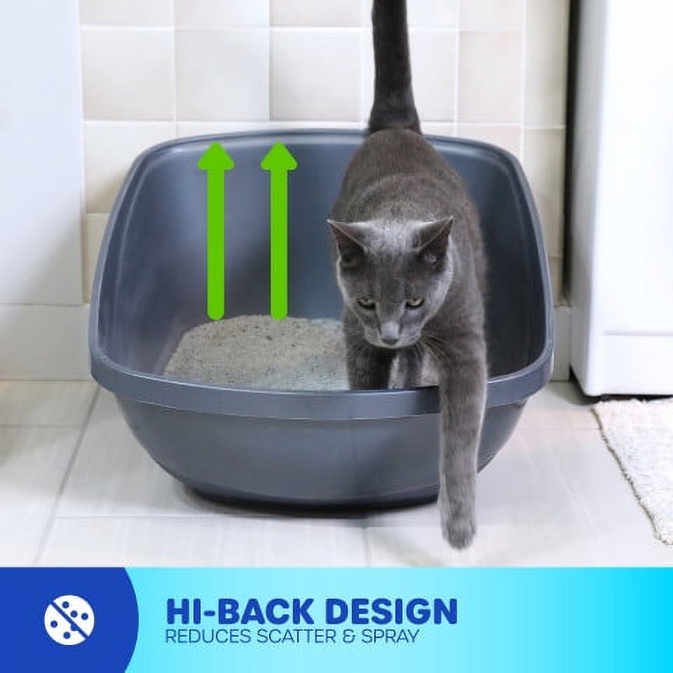 Petmate Hi-Back Open Top High Sided Cat Litter Box 23" Plastic Cat Litter Pan, Jumbo - XL, Blue — product image 3