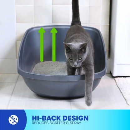 Petmate Hi-Back Open Top High Sided Cat Litter Box 23" Plastic Cat Litter Pan, Jumbo - XL, Blue — product image 3