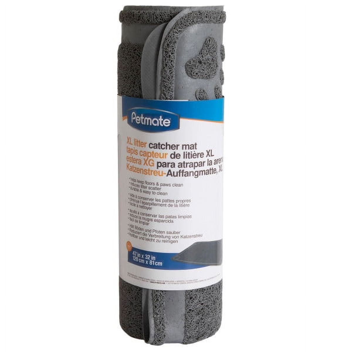 Petmate Litter Catcher Plastic Cat Litter Mat, Extra Large, Grey, Pack of 1, Fits Any Litter Box