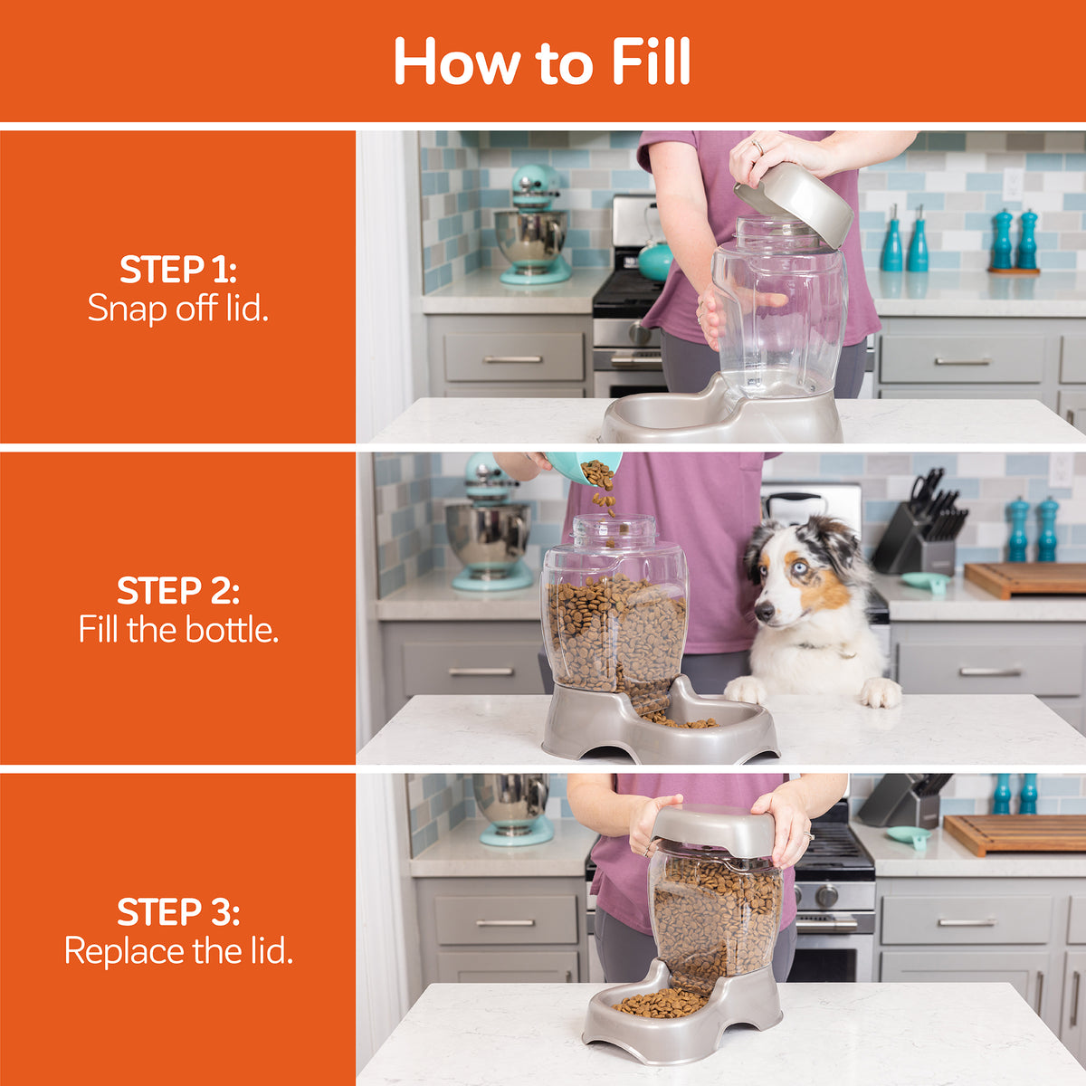 Petmate Pet Cafe Gravity Automatic Feeder Dry Dog Food Dispenser for Cats and Dogs, Small, 3 lb, Tan — product image 2