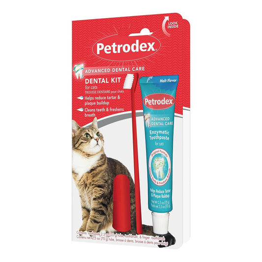Petrodex Dental Care Kit for Cats, Malt Flavored Toothpaste