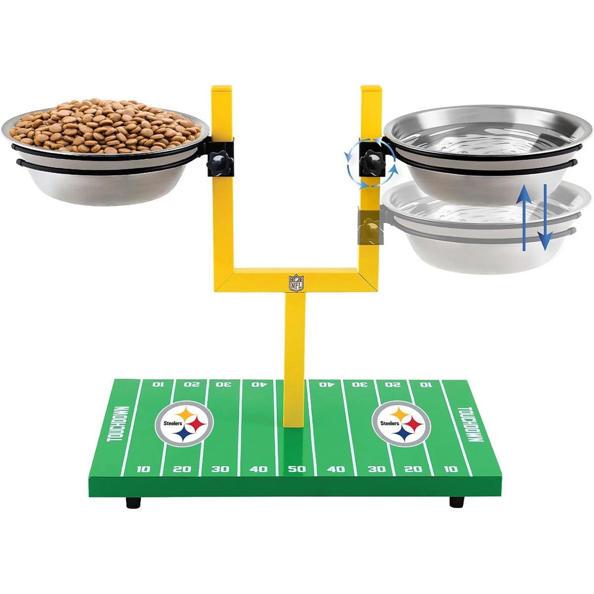 Pets First NFL Goalpost Elevated Dog Feeder Stainless Steel & Adjustable