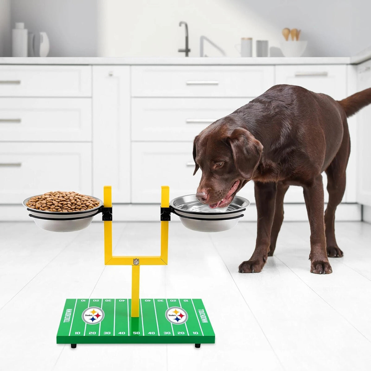 Pets First NFL Goalpost Elevated Dog Feeder Stainless Steel & Adjustable — product image 2
