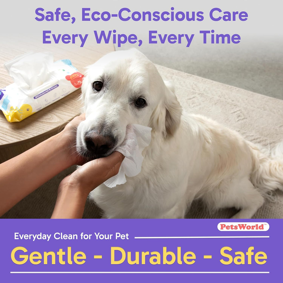 PetsWorld Pet Wipes for Dogs & Cats | Unscented, Hypoallergenic, Alcohol-Free, Plant-Based Fibers, Thick & Durable, Textured Grooming Wipes | Safe for Sensitive Skin & Daily Use - 600 Count — product image 2