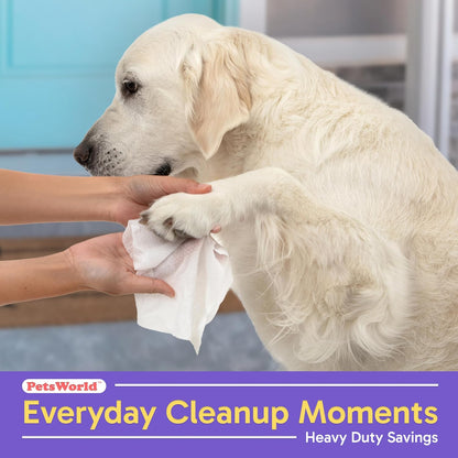 PetsWorld Pet Wipes for Dogs & Cats | Unscented, Hypoallergenic, Alcohol-Free, Plant-Based Fibers, Thick & Durable, Textured Grooming Wipes | Safe for Sensitive Skin & Daily Use - 600 Count — product image 6