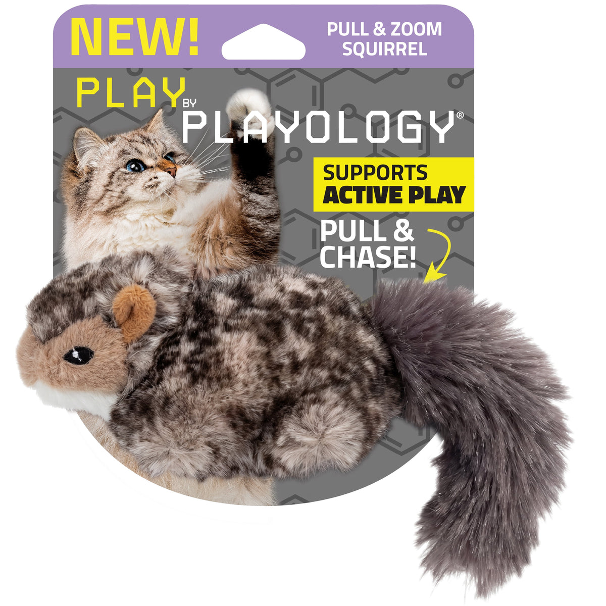 Playology Pull & Zoom Squirrel Motion Cat Toy for Interactive Play