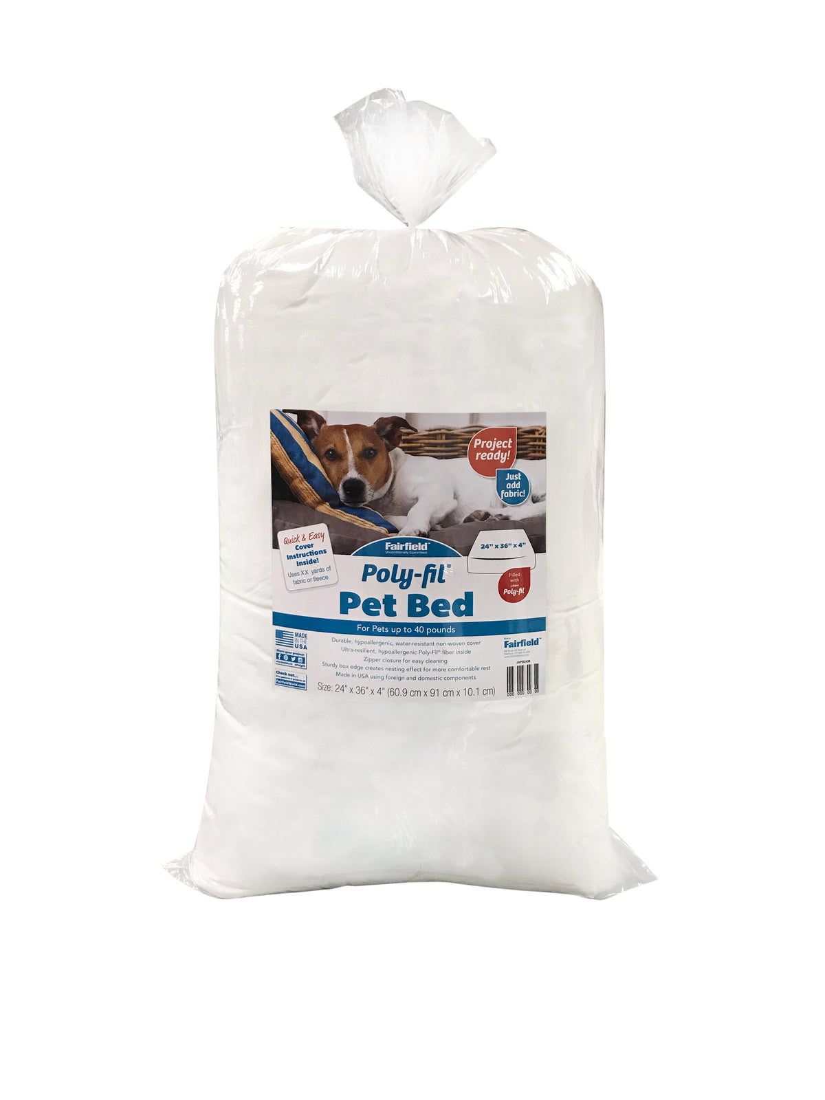 Poly-fil Pet Bed Insert 24" x 36" - Pets up to 40 lbs.