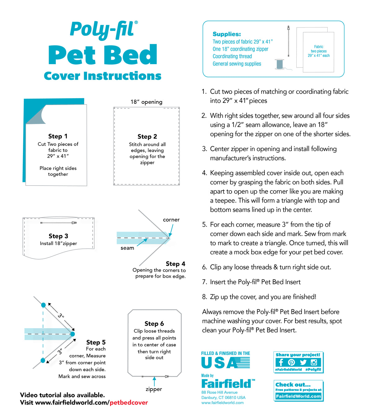 Poly-fil Pet Bed Insert 24" x 36" - Pets up to 40 lbs. — product image 2