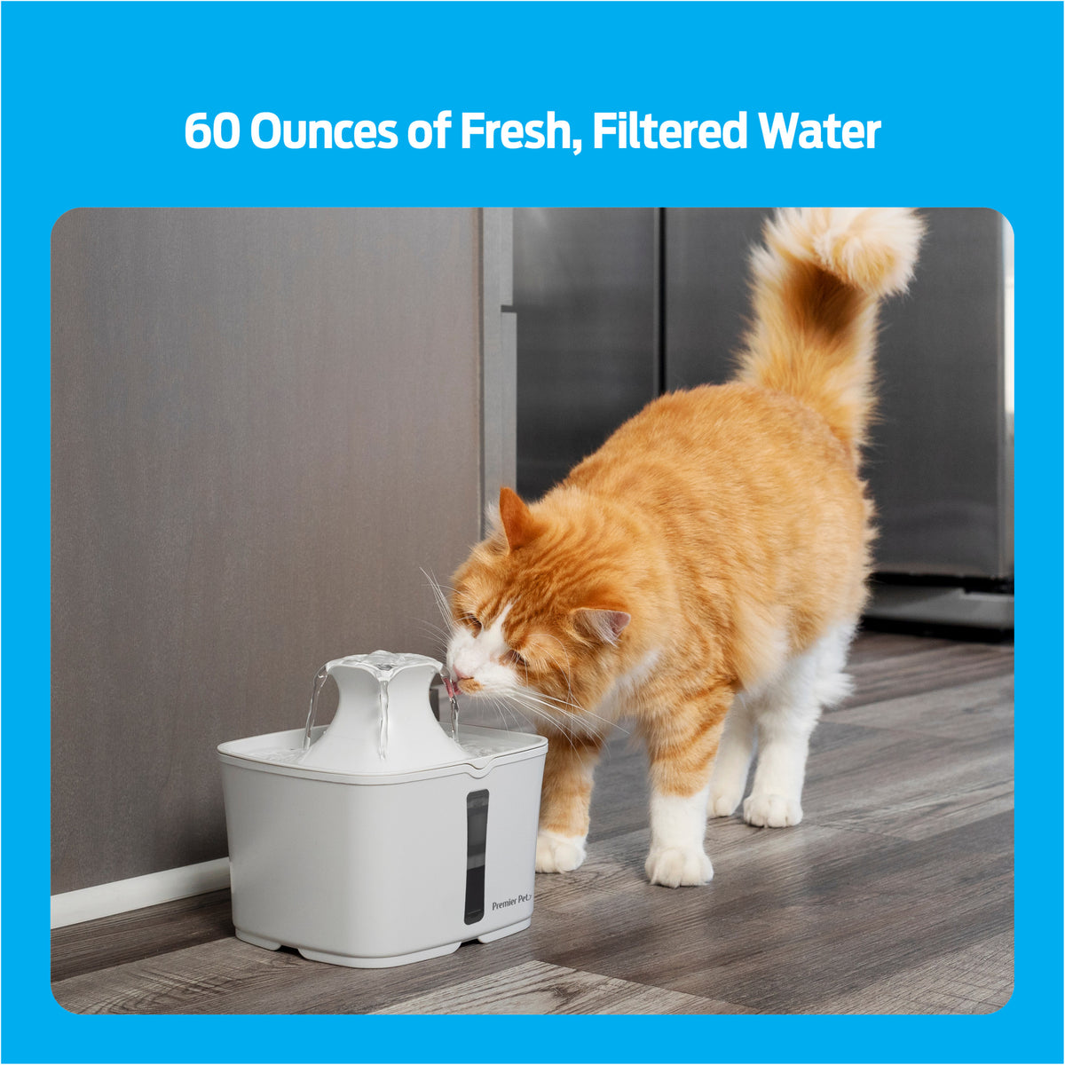 Premier Pet 60 oz. Pet Fountain, Automatic for Cats, Filters Included, White — product image 2