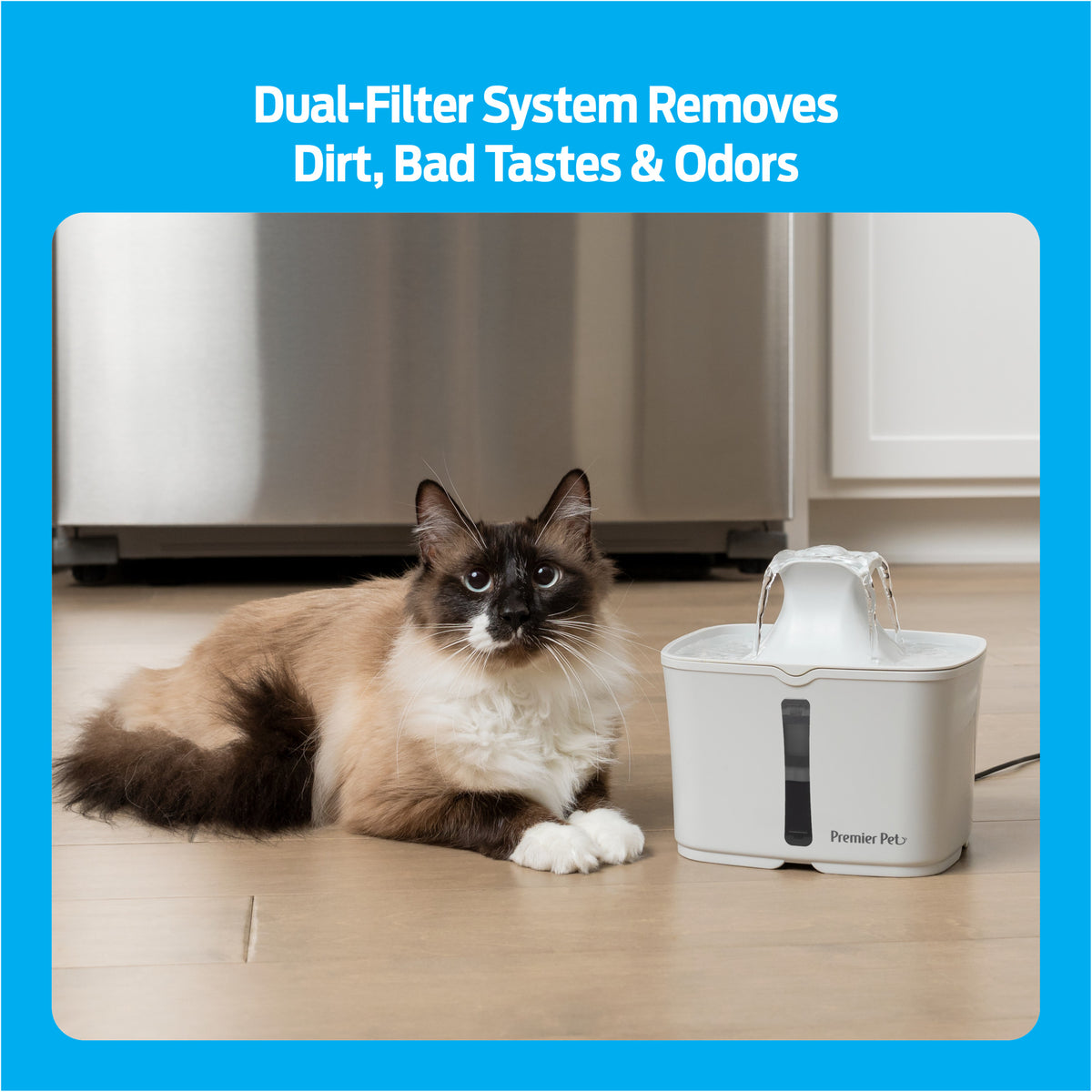 Premier Pet 60 oz. Pet Fountain, Automatic for Cats, Filters Included, White — product image 5