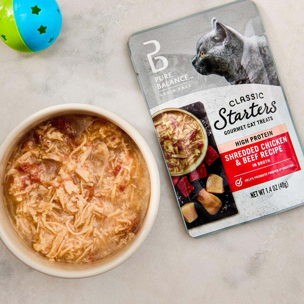 Pure Balance Grain Free Gourmet Wet Cat Treats, Shredded Chicken & Beef Recipe, 1.4 oz Pouches, 12 Count — product image 2