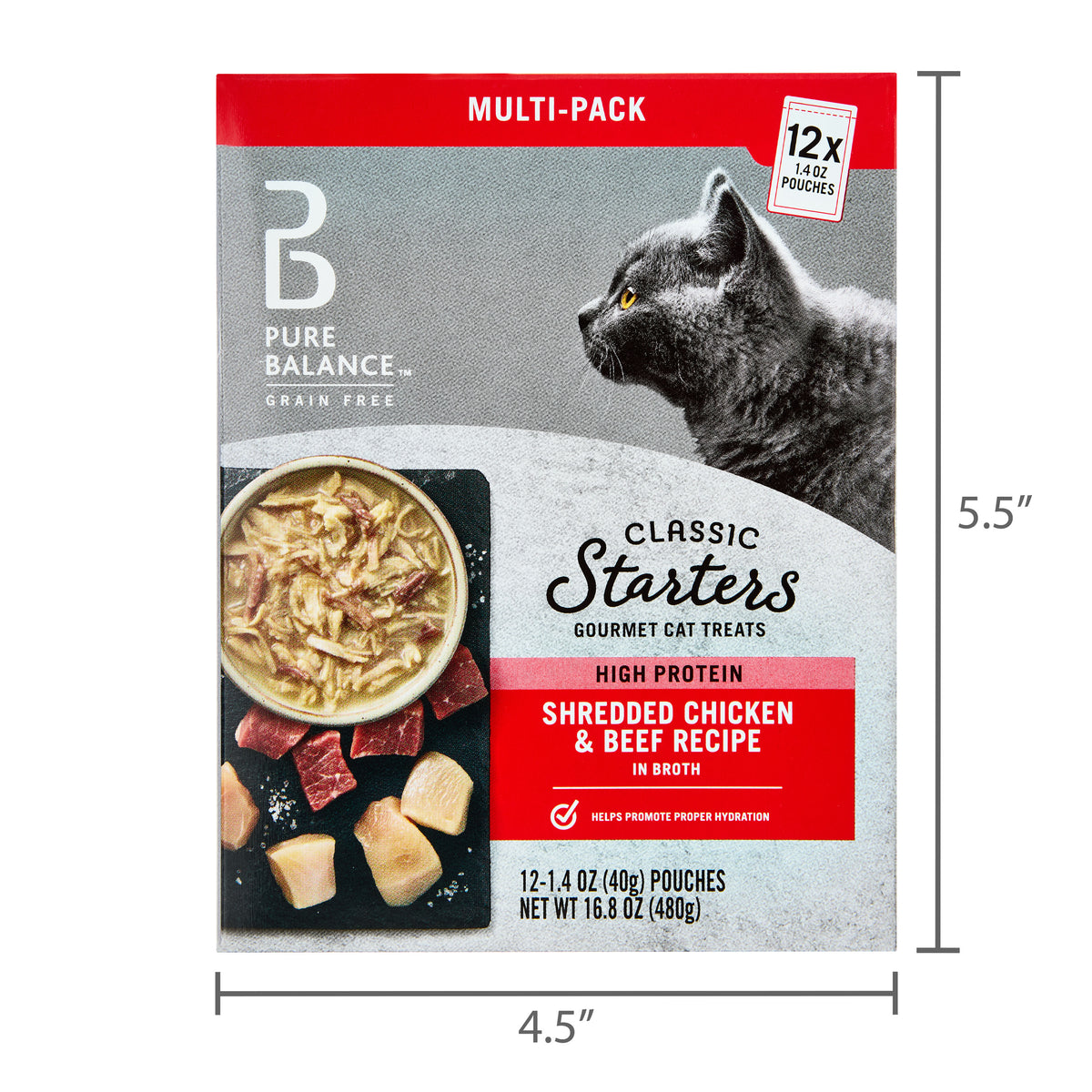 Pure Balance Grain Free Gourmet Wet Cat Treats, Shredded Chicken & Beef Recipe, 1.4 oz Pouches, 12 Count — product image 8