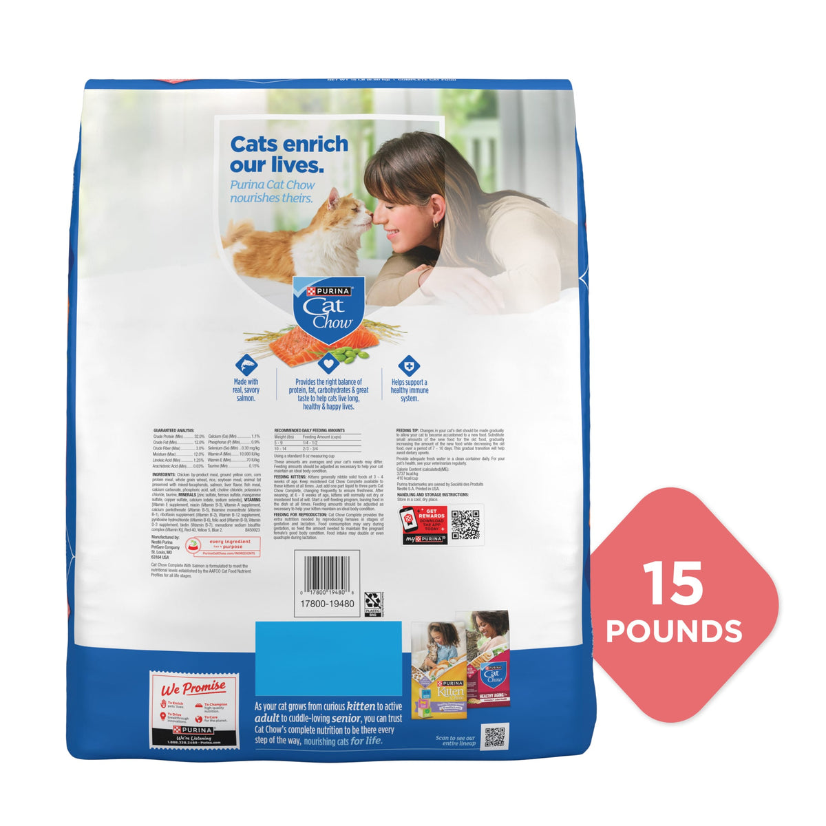 Purina Cat Chow Complete High Protein Dry Cat Food with Real Salmon, 15 lb Bag — product image 7