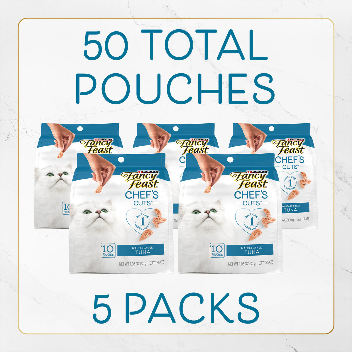 Purina Fancy Feast Chef’s Cuts Real Hand-Flaked Tuna Natural Soft Cat Treats, 1.06 oz, 5 Pack — product image 3