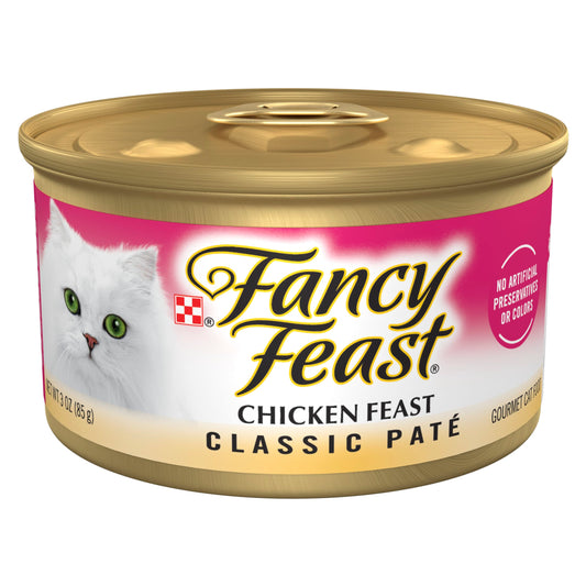 Purina Fancy Feast Chicken Feast Classic Grain Free Wet Cat Food Pate, 3 oz, 24 Pack