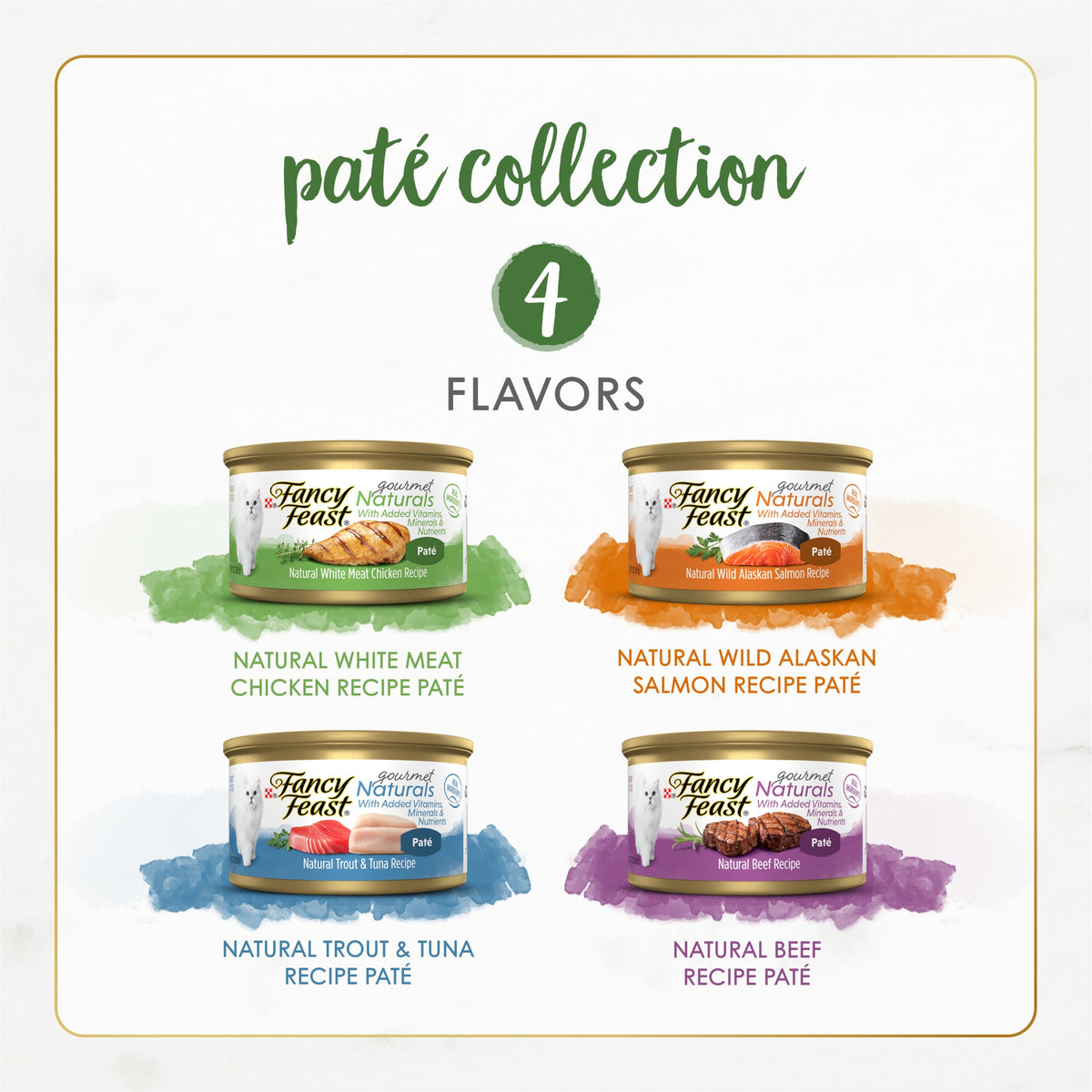 Purina Fancy Feast Gourmet Naturals Chicken, Salmon, Trout & Tuna, & Beef Flavor Pate Wet Cat Food, 3 oz Cans (12 Pack) — product image 4