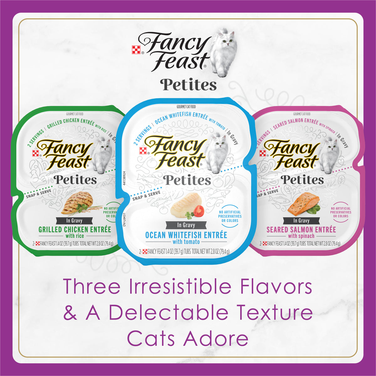 Purina Fancy Feast Petites Gravy Collection Wet Cat Food, Variety Pack, 2.8 oz (12 Pack) — product image 4