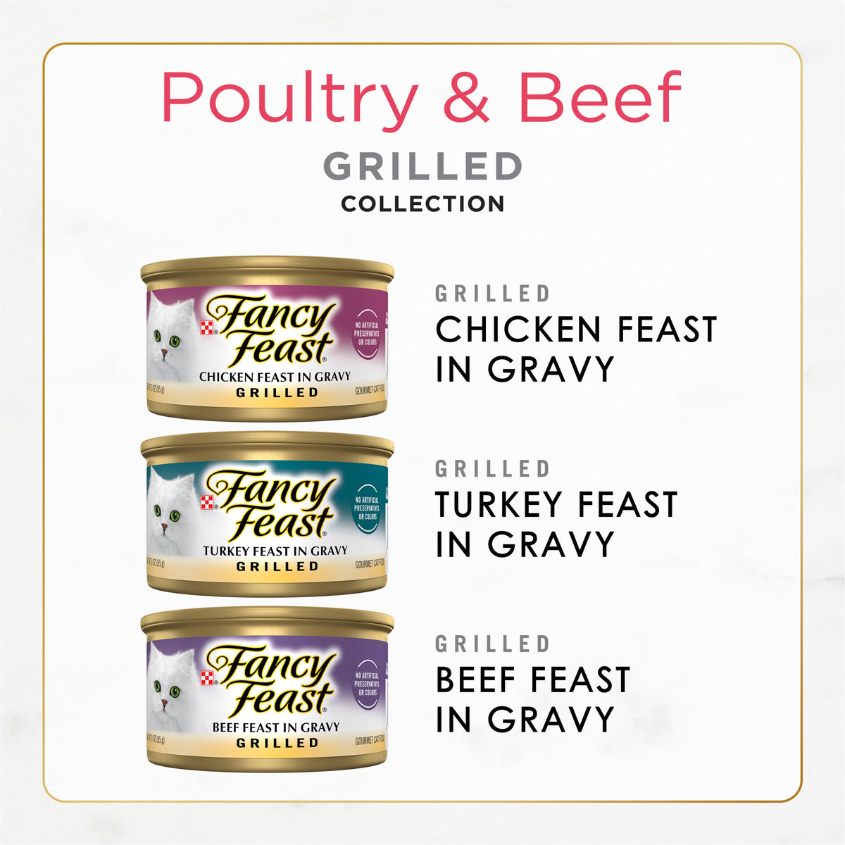 Purina Fancy Feast Poultry & Beef Grilled Collection Wet Cat Food Variety Pack, 3 oz Cans (30 Pack) — product image 4