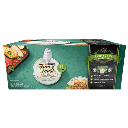 Purina Fancy Feast Wet Cat Food Variety Pack Medleys Primavera Collection - (12) 3 oz. Cans, 12 Pack