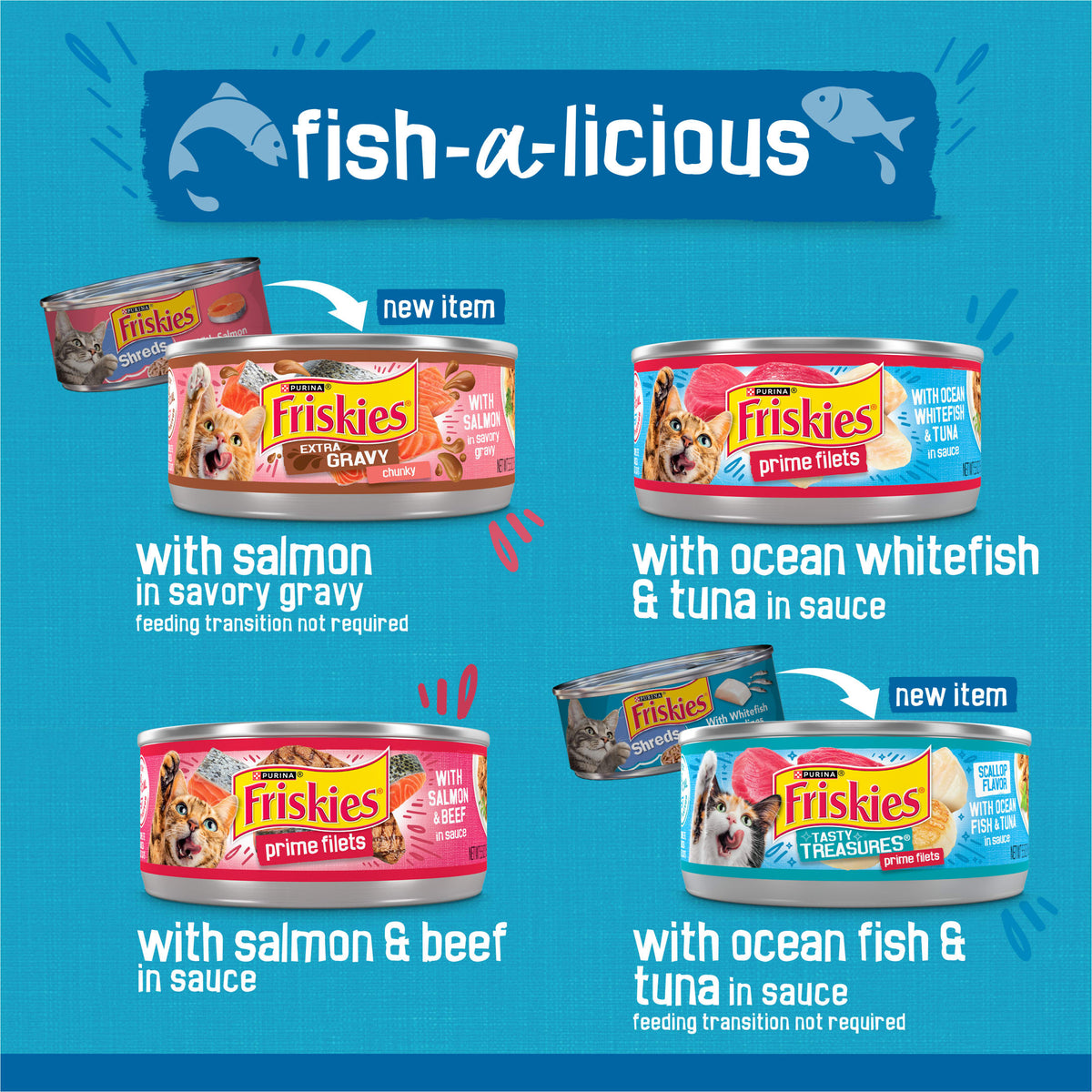 Purina Friskies Fish-A-Licious Variety Pack, Wet Cat Food, 5.5 oz Cans, 32 Pack — product image 4