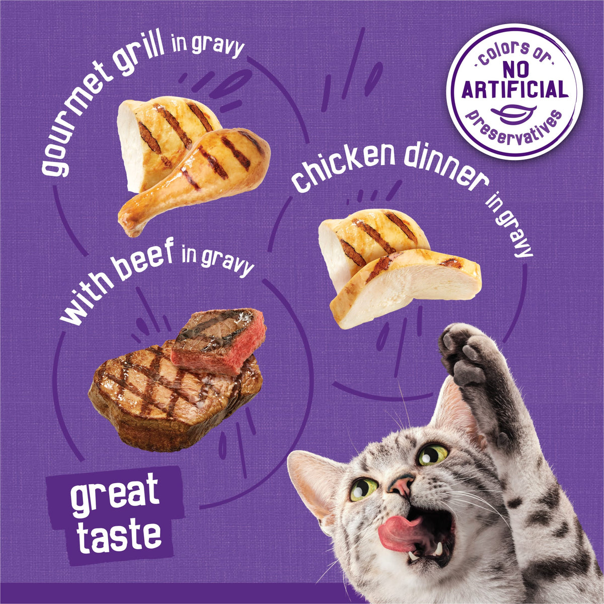 Purina Friskies Gourmet Grill, Chicken Dinner, & Beef Meaty Bits Wet Cat Food Variety Pack, 5.5 oz. Cans, 12 Pack — product image 5