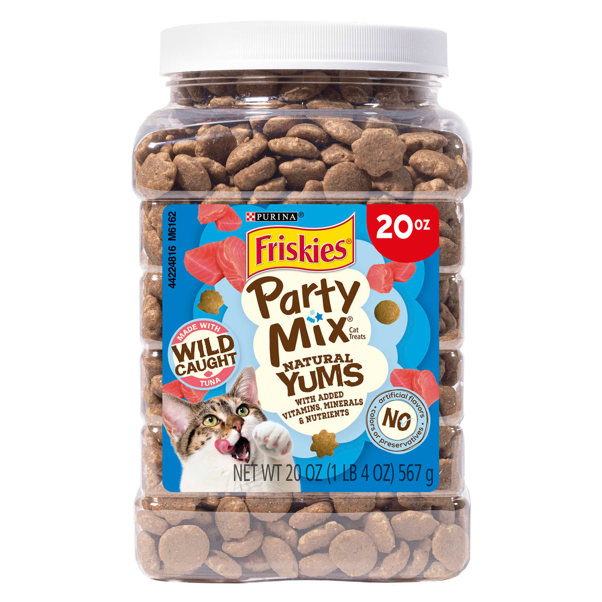 Purina Friskies Party Mix Natural Yums Tuna Flavor Crunchy Treats for Cats, 20 oz Canister, 3 Pack