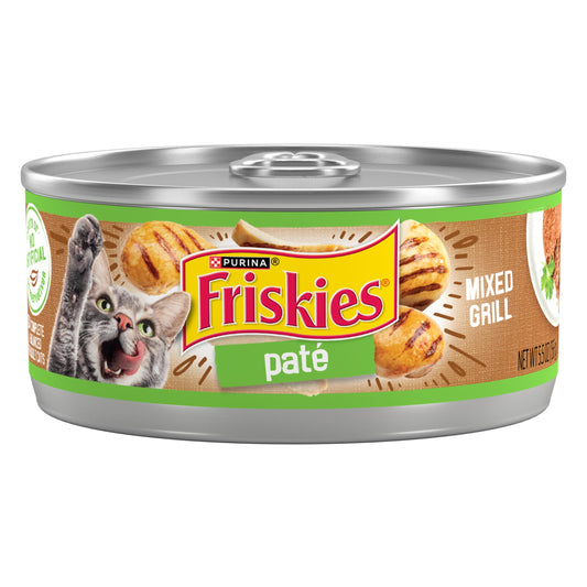 Purina Friskies Pate, Mixed Grill, Wet Cat Food, 5.5 oz Can, 24 Pack
