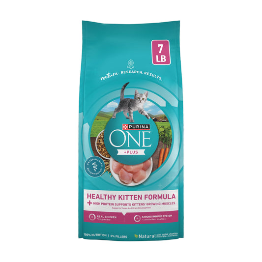 Purina ONE High Protein, Natural Dry Kitten Food, +Plus Healthy Kitten Formula, 7 lb. Bag