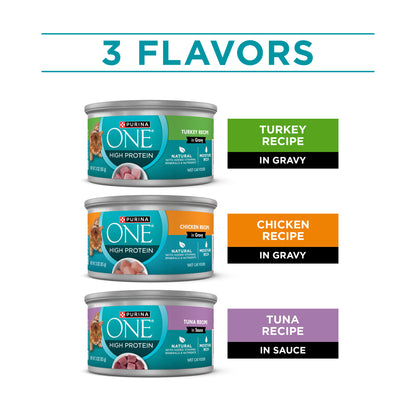Purina ONE Natural, High Protein Wet Cat Food Variety Pack, Turkey, Chicken and Tuna Recipes, 3 oz, 12 Pack — product image 4