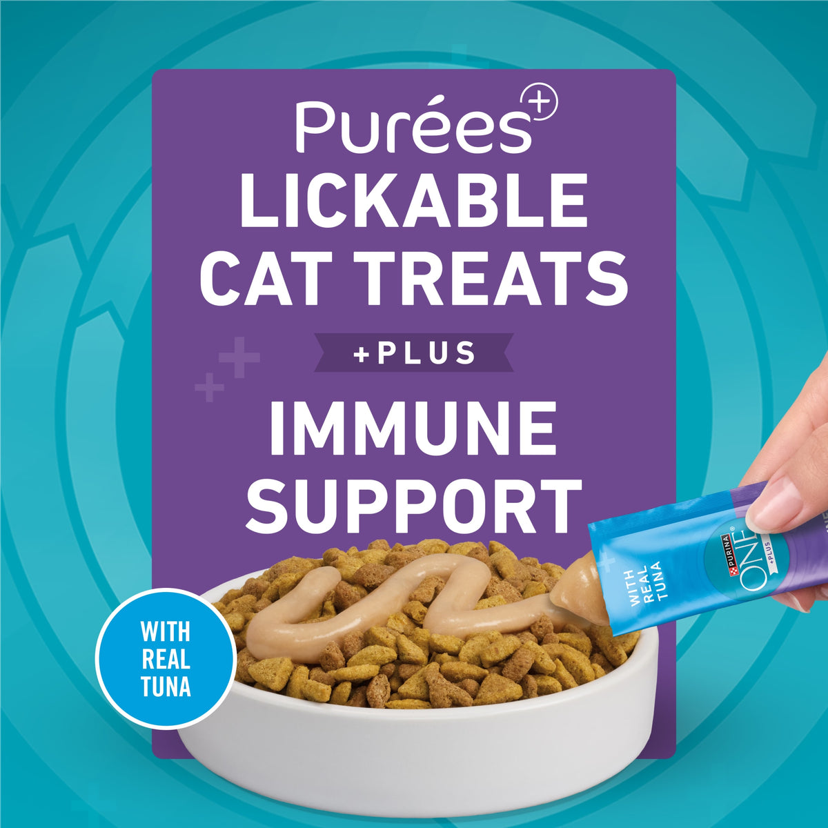Purina ONE Plus Immune Support Purees With Real Tuna Lickable Cat Treats, 1.4 oz. — product image 2