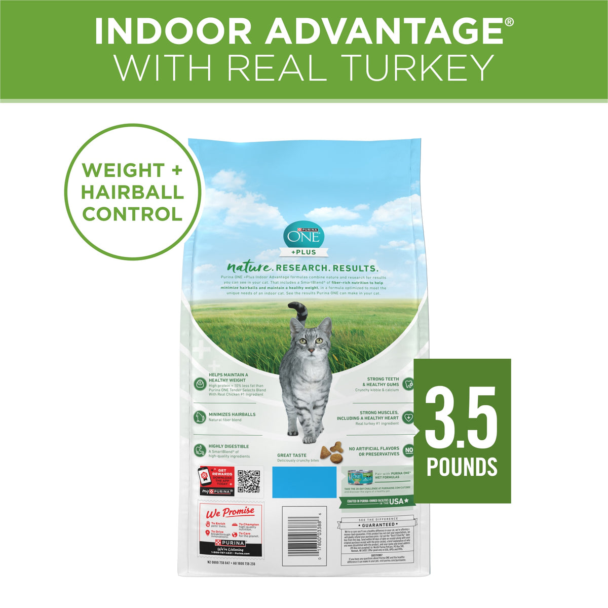 Purina ONE Plus, Indoor Advantage, Dry Cat Food, Turkey, 3.5 lb Bag — product image 7