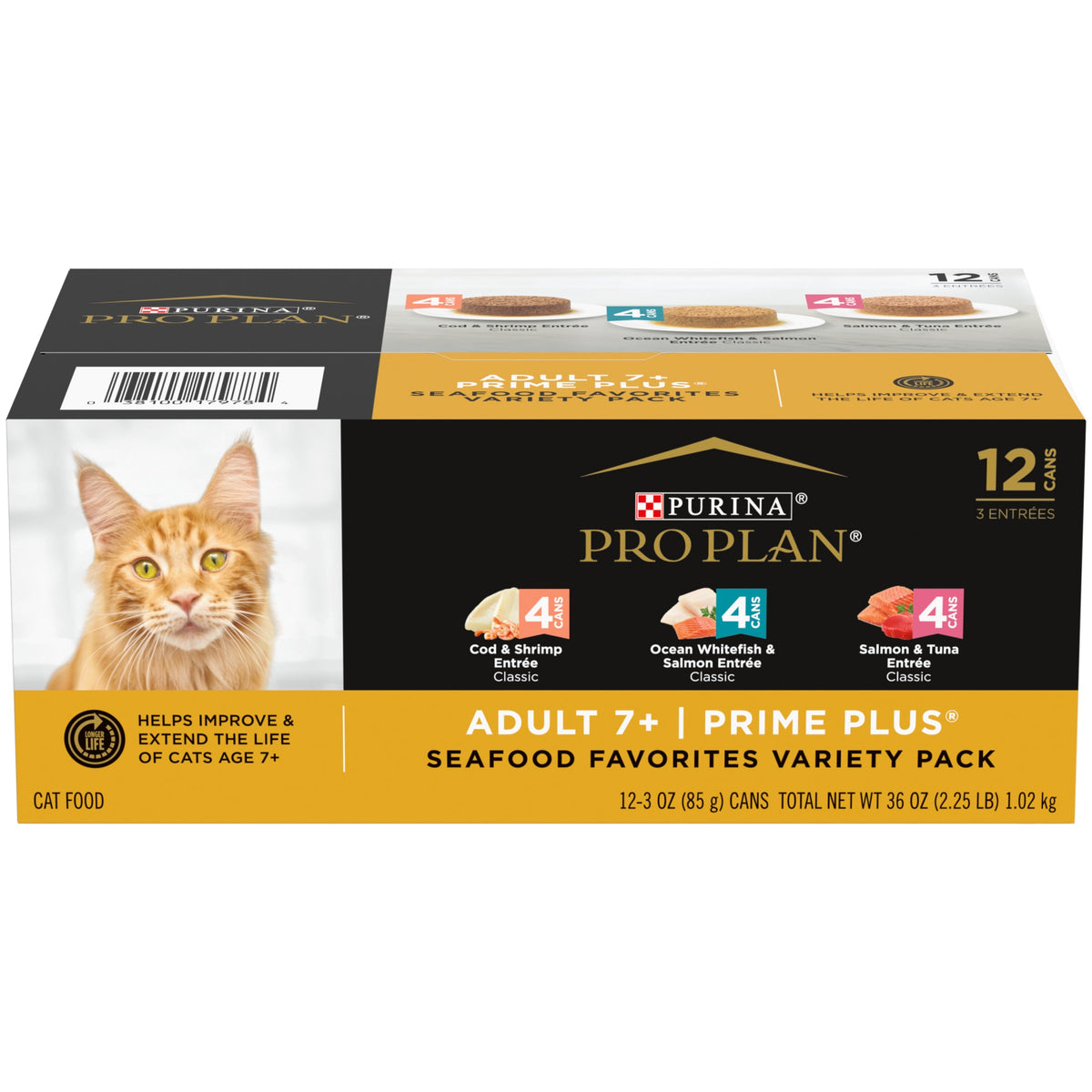 Purina Pro Plan, Grain-Free Seafood Variety Pack, Wet Cat Food for Senior Cats, 3 oz Cans
