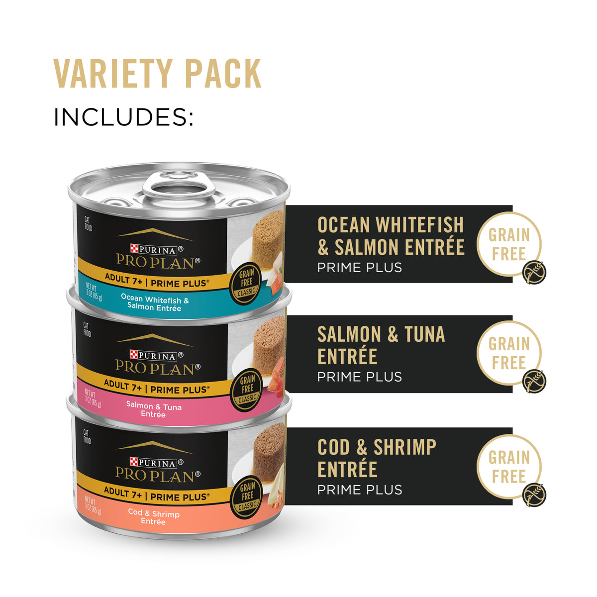 Purina Pro Plan, Grain-Free Seafood Variety Pack, Wet Cat Food for Senior Cats, 3 oz Cans — product image 4