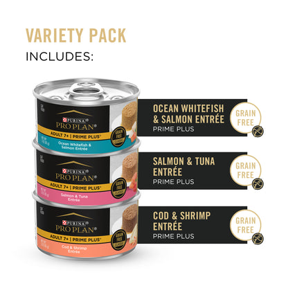 Purina Pro Plan, Grain-Free Seafood Variety Pack, Wet Cat Food for Senior Cats, 3 oz Cans — product image 4