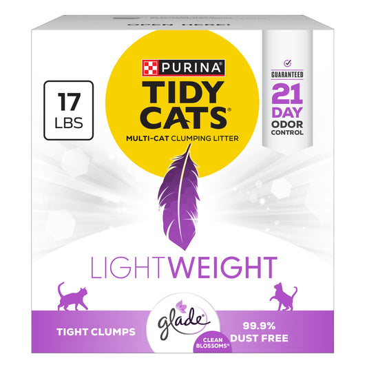 Purina Tidy Cats LightWeight Clumping Cat Litter, Glade Clean Blossoms Scent, 17 lb Box