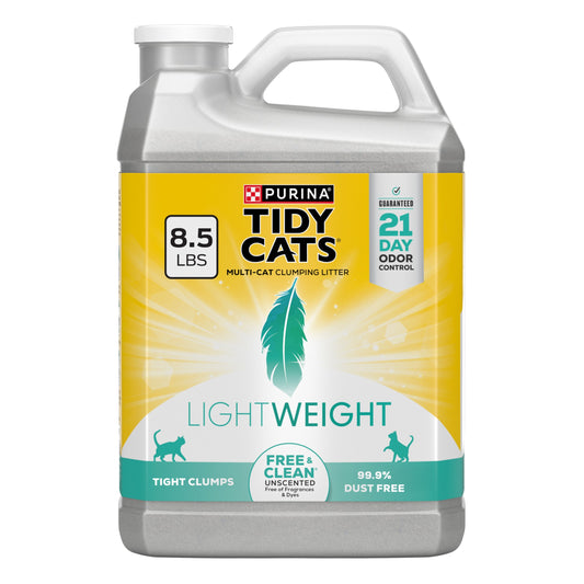 Purina Tidy Cats LightWeight Clumping Cat Litter, Unscented, 8.5 lb Jug, 2 Pack