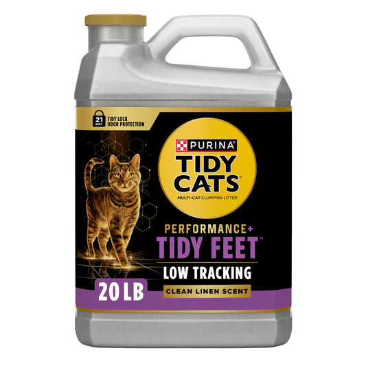 Purina Tidy Cats Tidy Feet Low Tracking Cat Litter, Clean Linen Scent, 20 lb Jug