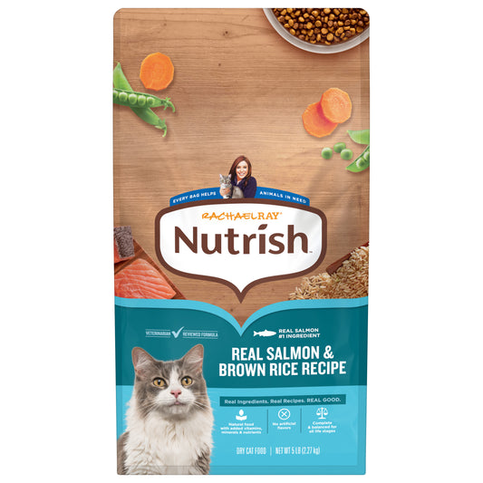 Rachael Ray Nutrish Dry Cat Food Real Salmon & Brown Rice Recipe, 5 lb.
